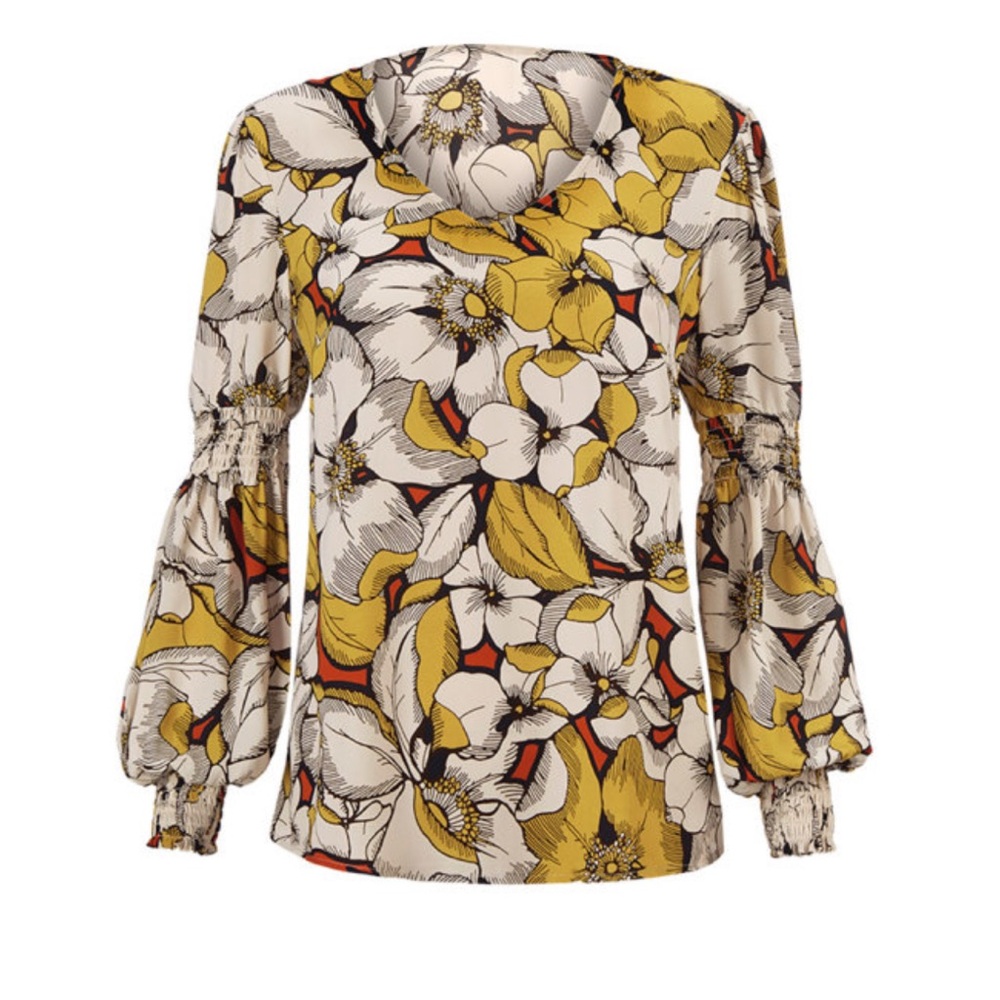 Cabi Sequel Blouse #3954 XS Vneckline Oversized Floral